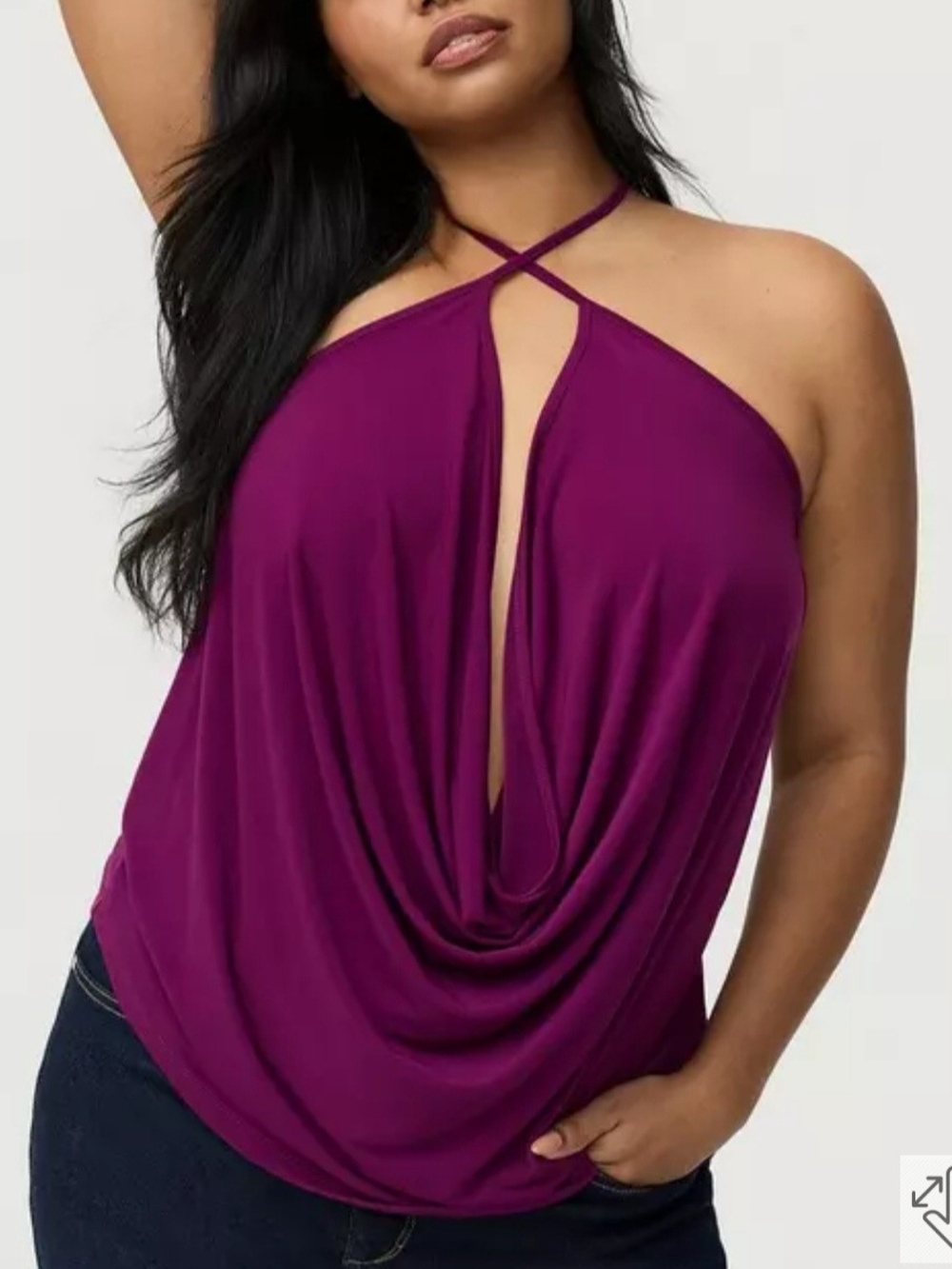 NWT Torrid Purple Deep Cowl Neck Halter Tank Size 3 (22/24)